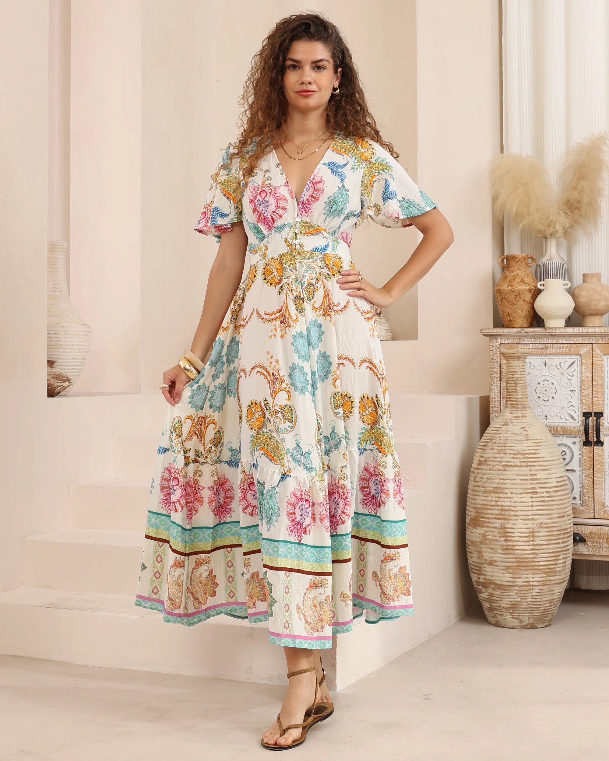 Boho Floral Midi Dress – Becl'yn Boutique