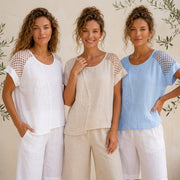 Italian Linen Top 10012 - Cielo (Blue)