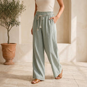 Italian Linen Pants 10041 - Salvia