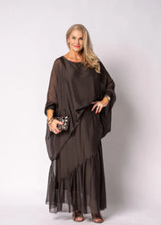 Adelise Silk Skirt in Chocolate Truffle