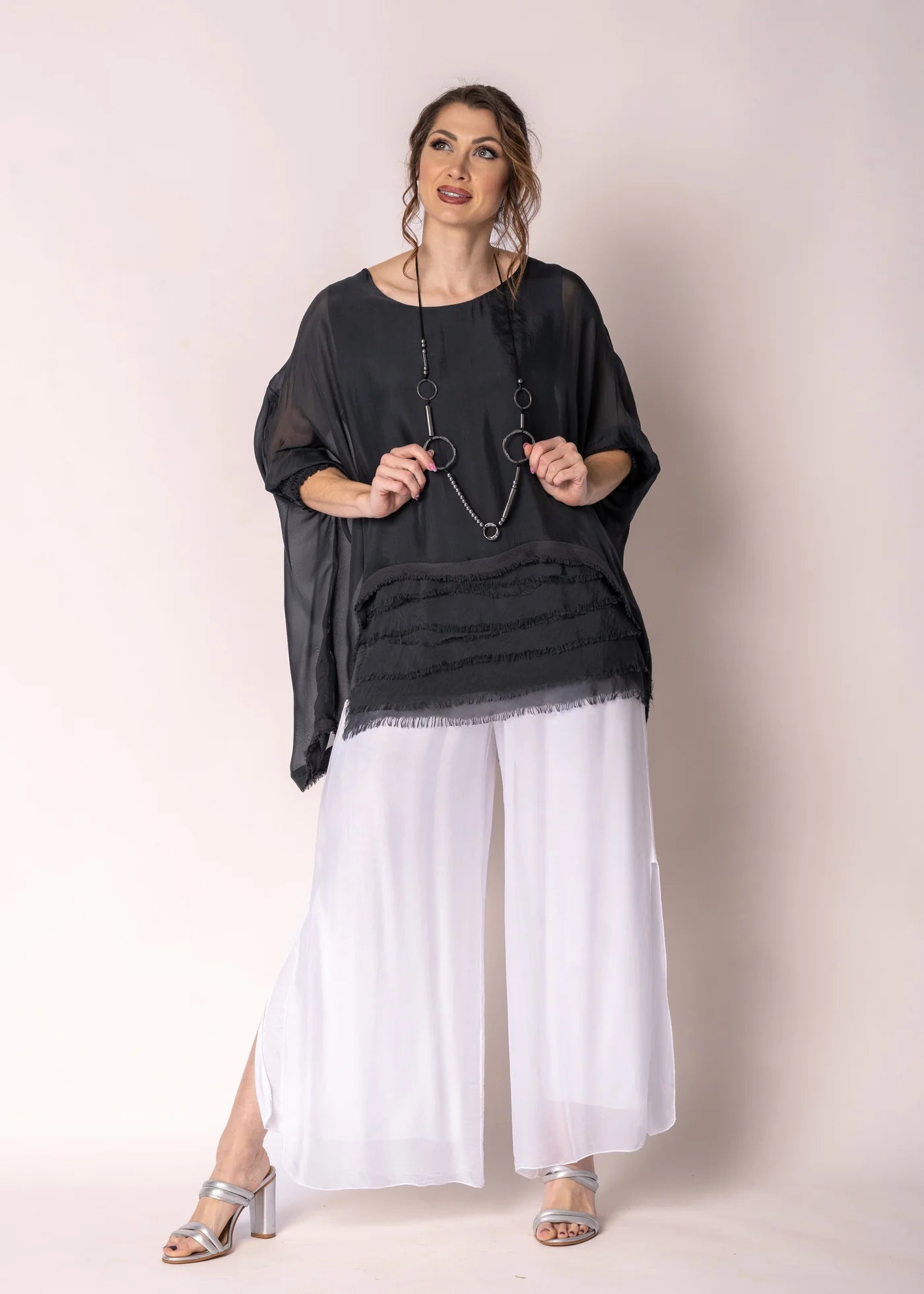 Amulet Silk Top - Granite