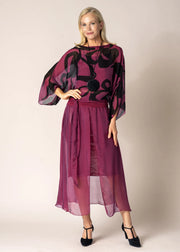 Lidia Silk Skirt - Mulberry Wine