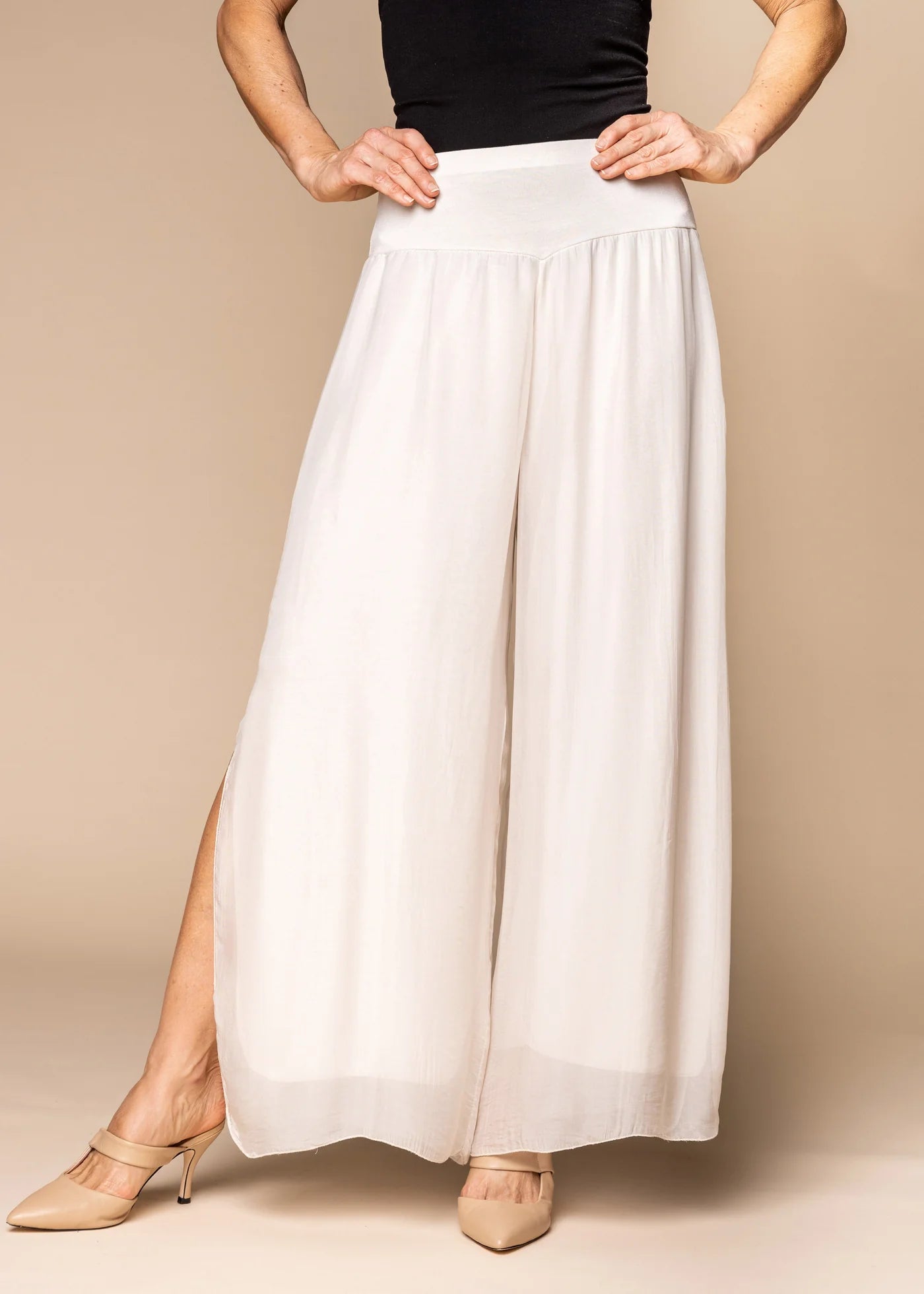 Gia Silk Pants - Latte