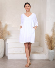 The Aria White Knee-Length Dress