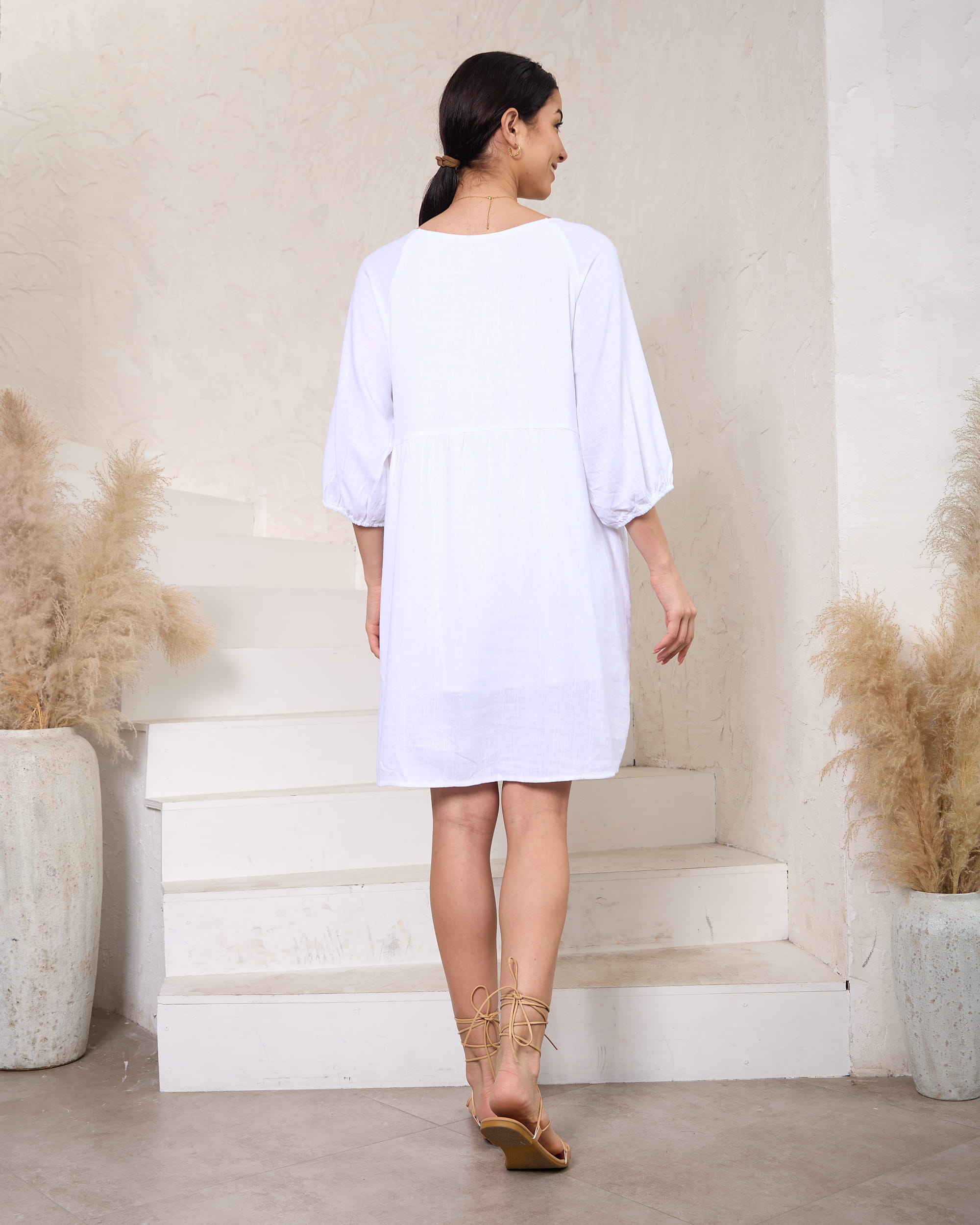 The Aria White Knee-Length Dress