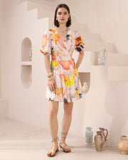 Layered Floral Wrap Dress