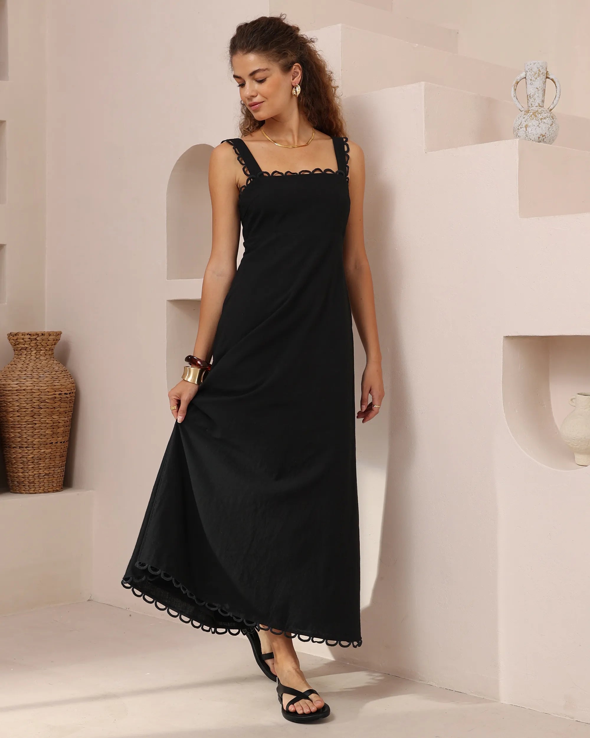 Maxi Dress with Loop Trim