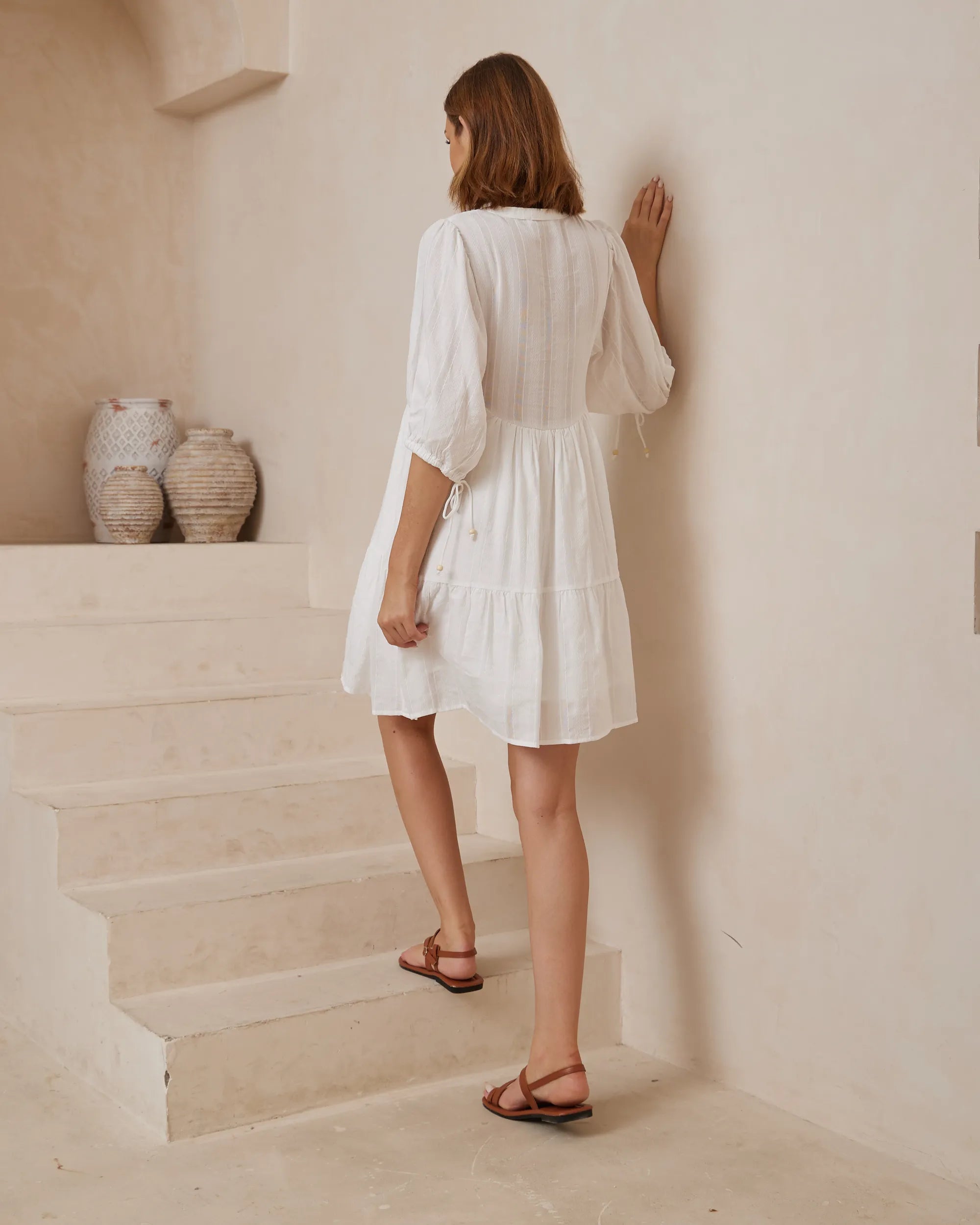 White Cotton Baby Doll Dress