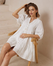 White Cotton Baby Doll Dress