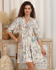 Floral Native & white Baby Doll Dress