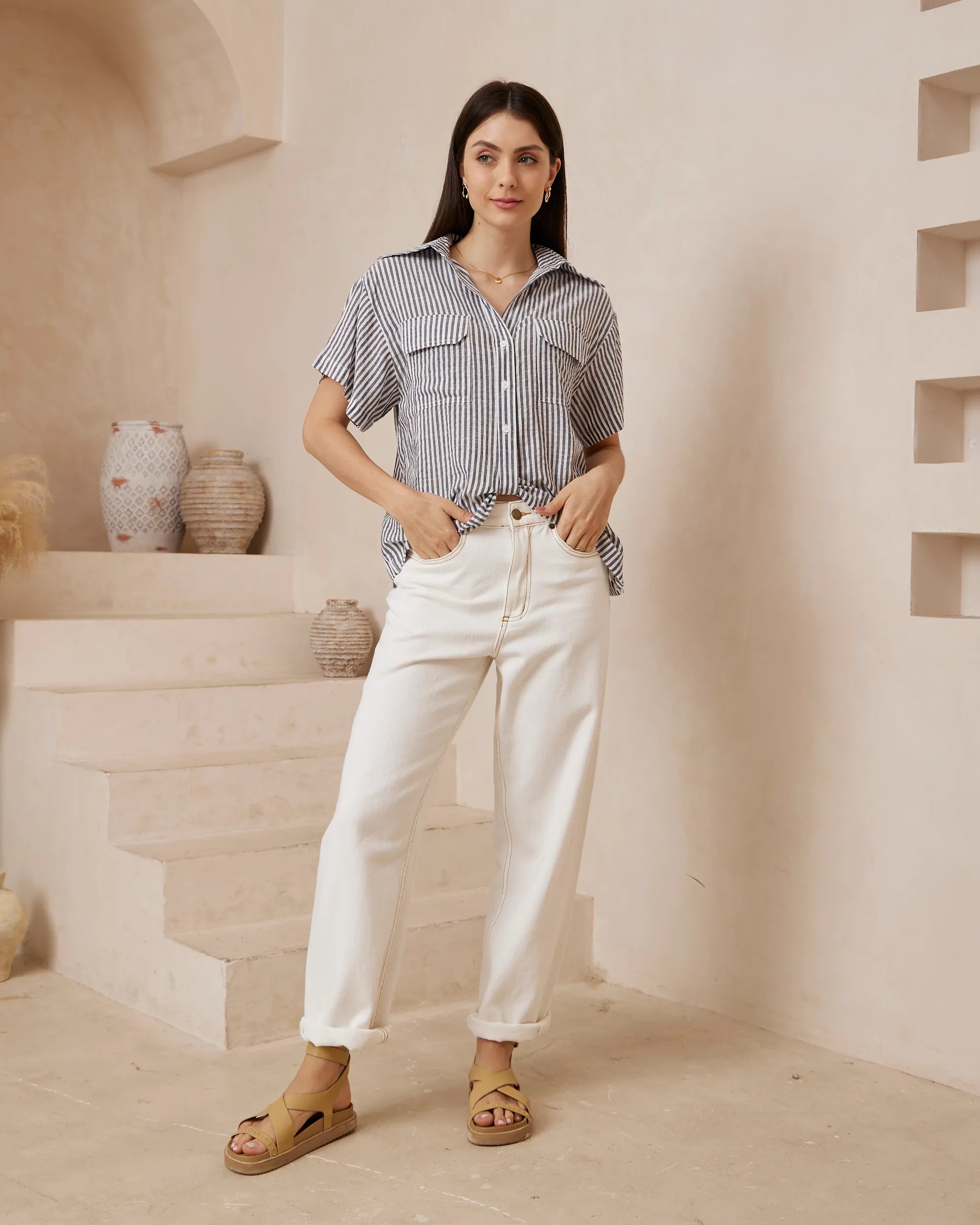 The Melia Scoop Front Short Sleeve Shirt