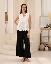 White Cotton Eyelet Top