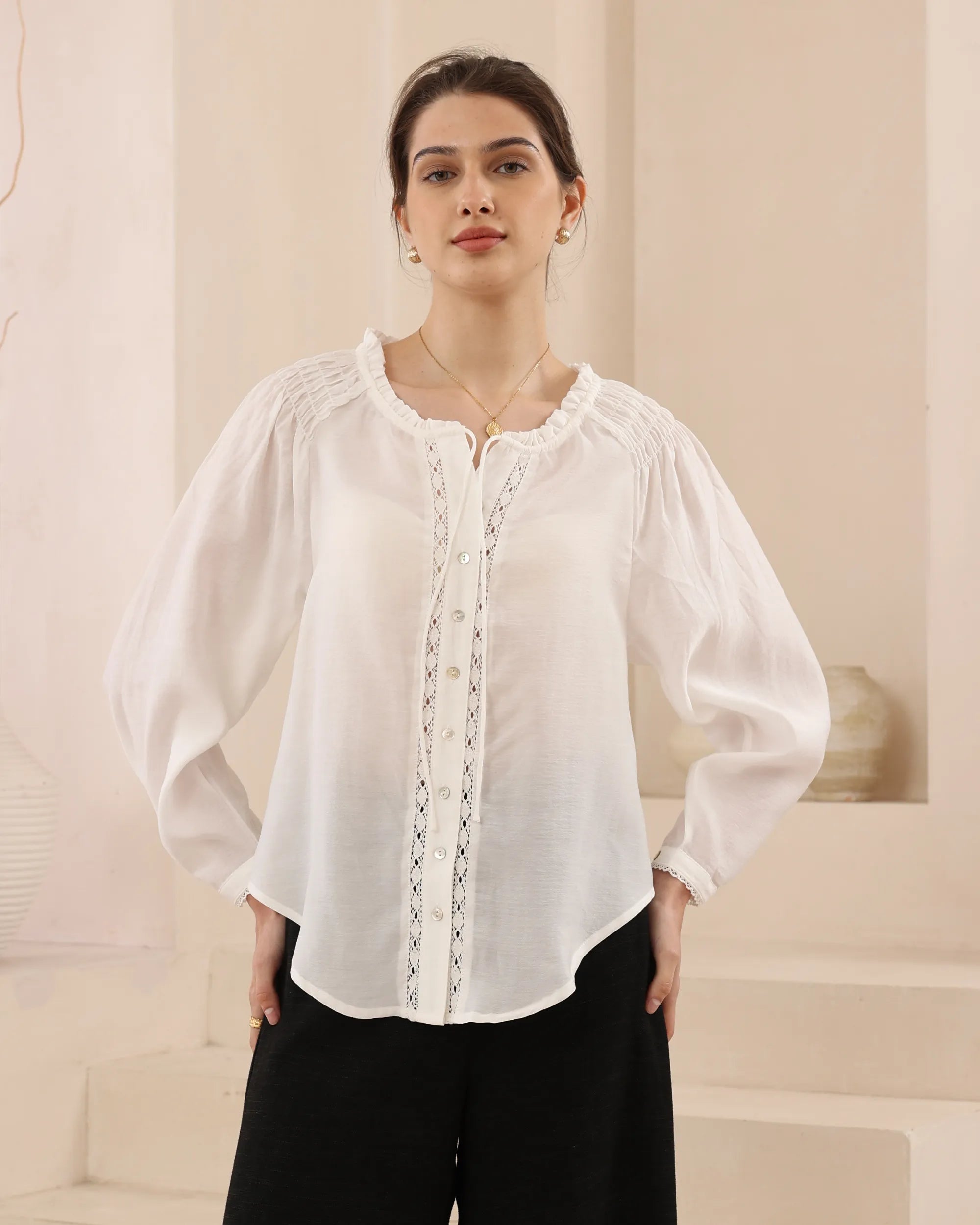 Amélie Lace Blouse – White