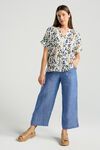 Isidora Button V Neck Top - Ink