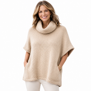 Italian Knit Poncho - Beige