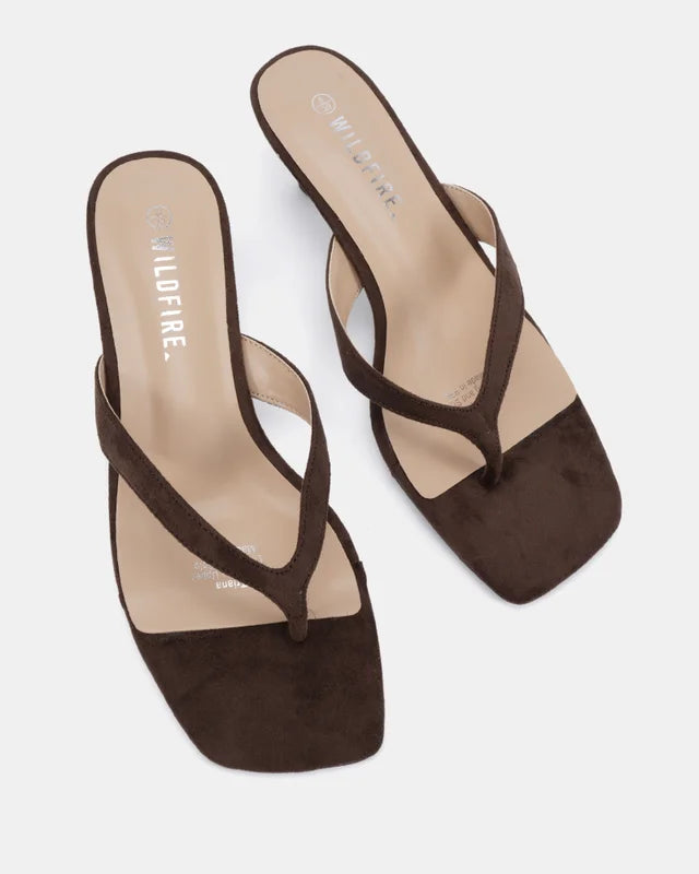 Triana Thong Heel - Chocolate Suede