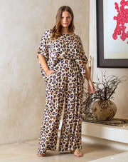 Bonnie Wide Leg Pant – Purple Leopard Print