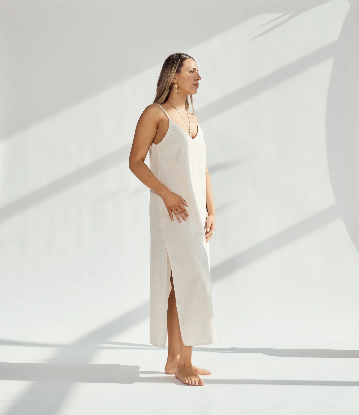 Double Layer Linen Blend Dress
