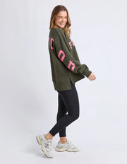 Interval Crew Dark Khaki & Coral