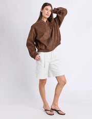 Evie Faux Suede Bomber Chocolate
