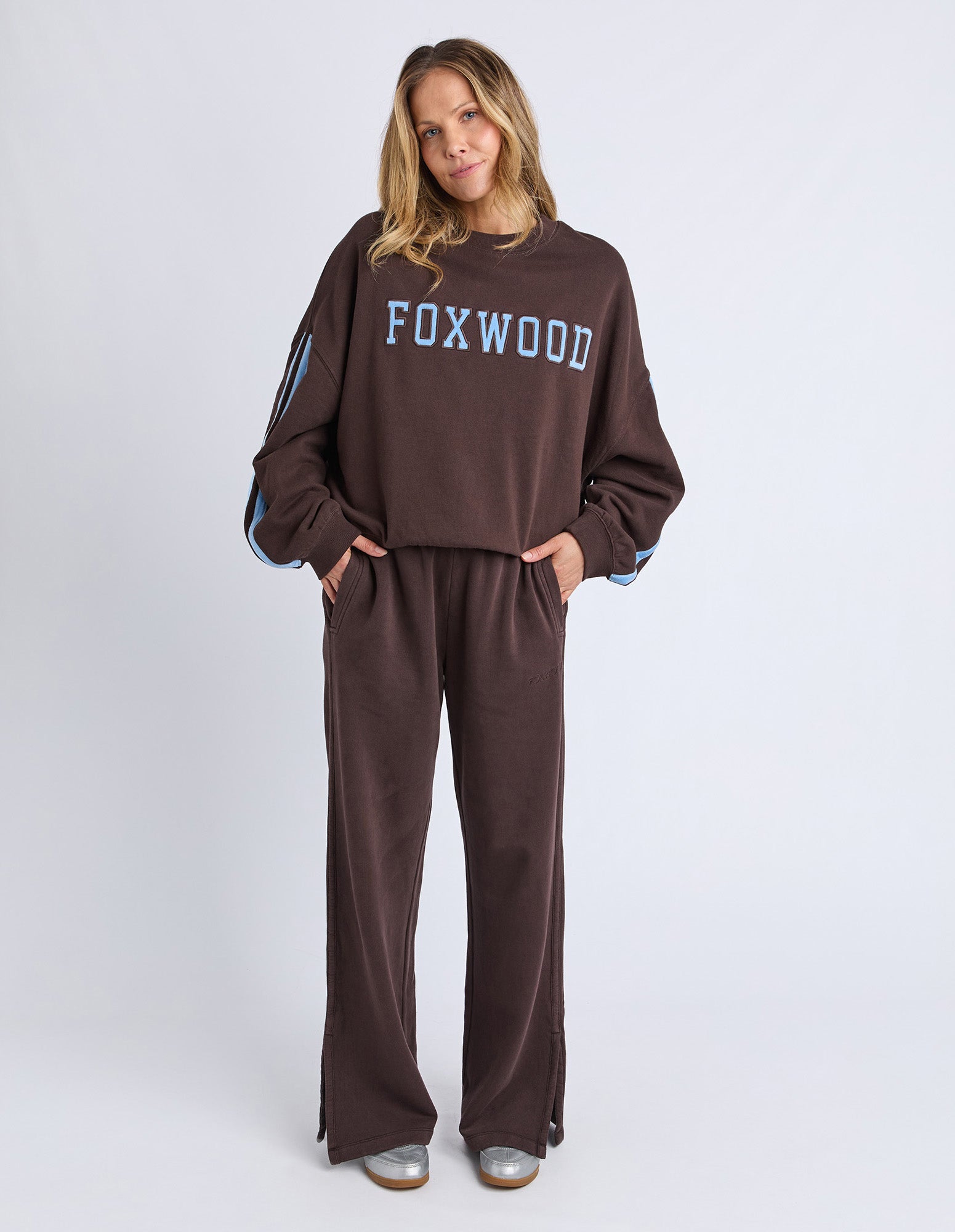 Elevated Sunday Crew - Coffee/Light Blue
