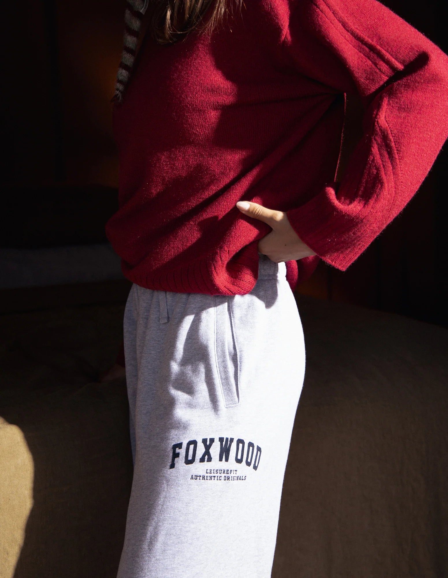 Intention Track Pants Grey Marle/Navy