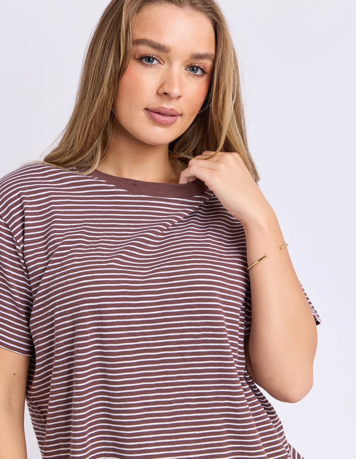 Hutch Strip Tee Chocolate/White