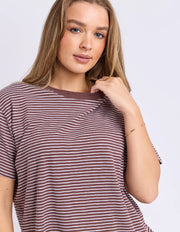Hutch Strip Tee Chocolate/White