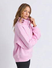 College Zip Crew - Pale Pink/Port