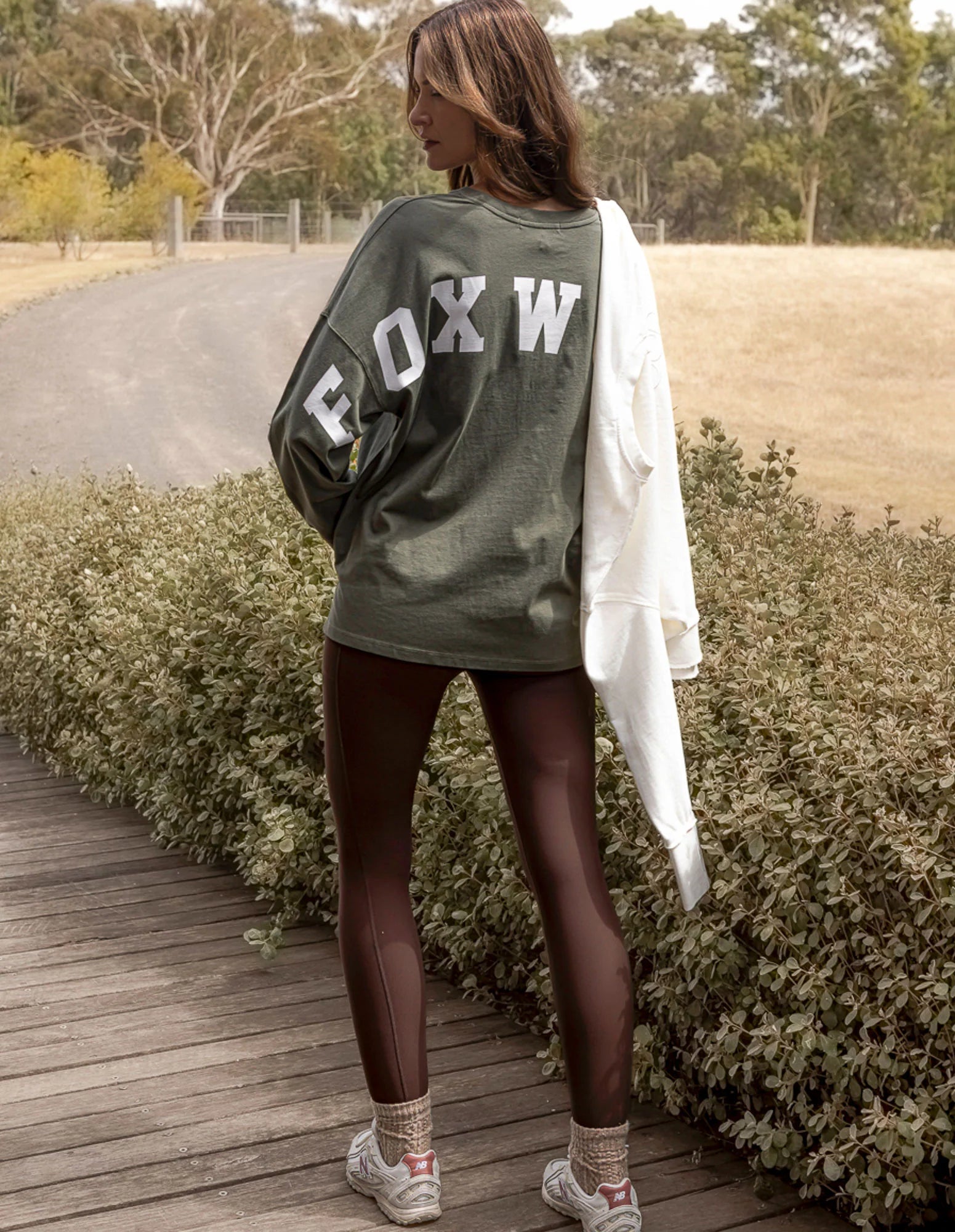 Interval Long Sleeve Khaki With White