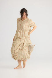 Emmeline Empire line ruffled vintage french floral dress