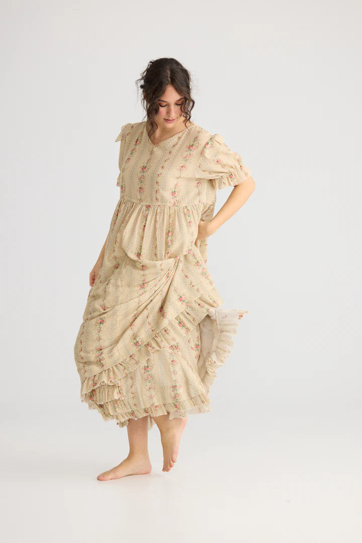 Emmeline Empire line ruffled vintage french floral dress