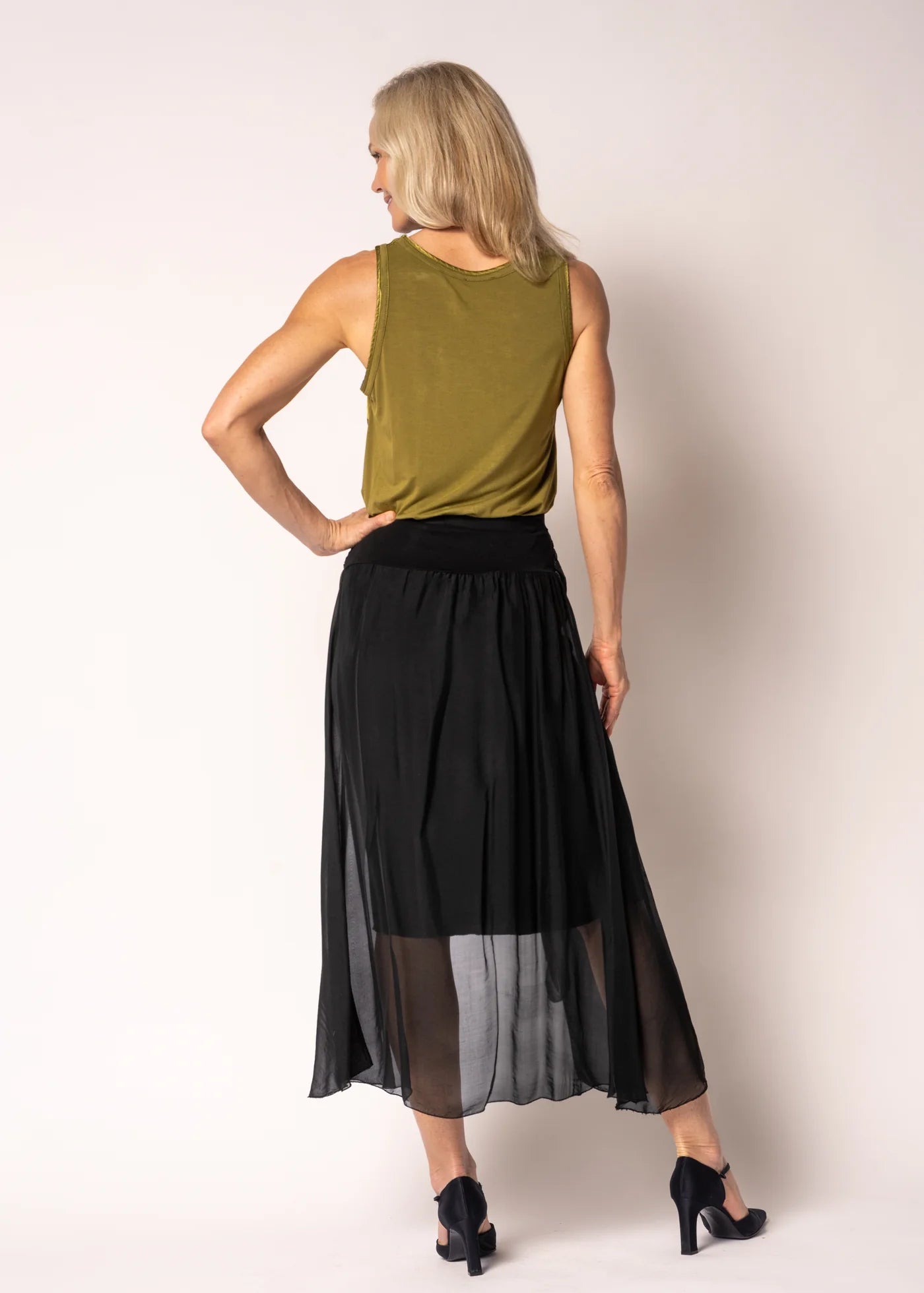 Lidia Silk Skirt - Onyx