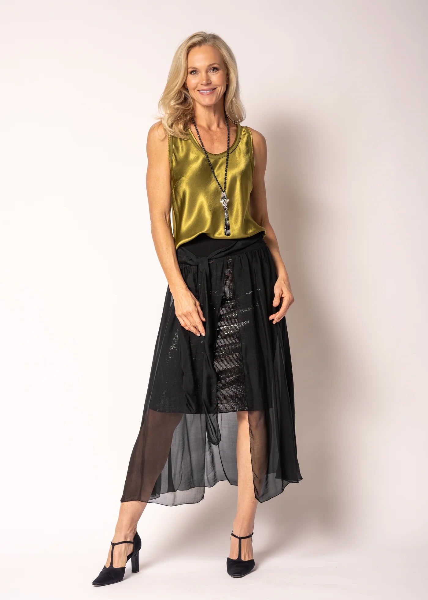 Lidia Silk Skirt - Onyx