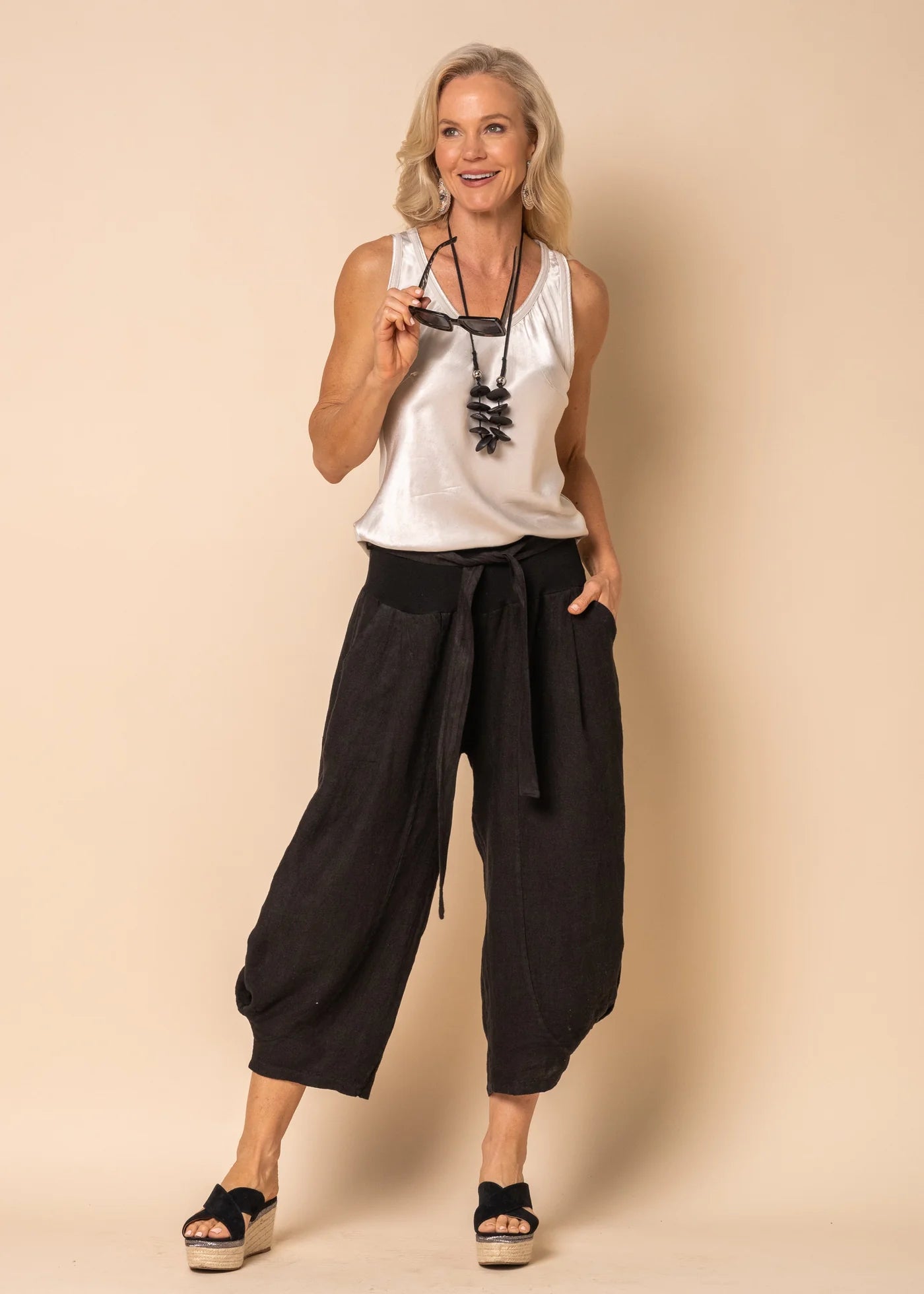 Addison Linen Pants - Onyx
