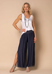 Gia Silk Pants - Navy