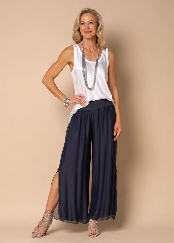 Gia Silk Pants - Navy