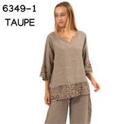 6349-1 Taupe Vera May Italian Linen Top