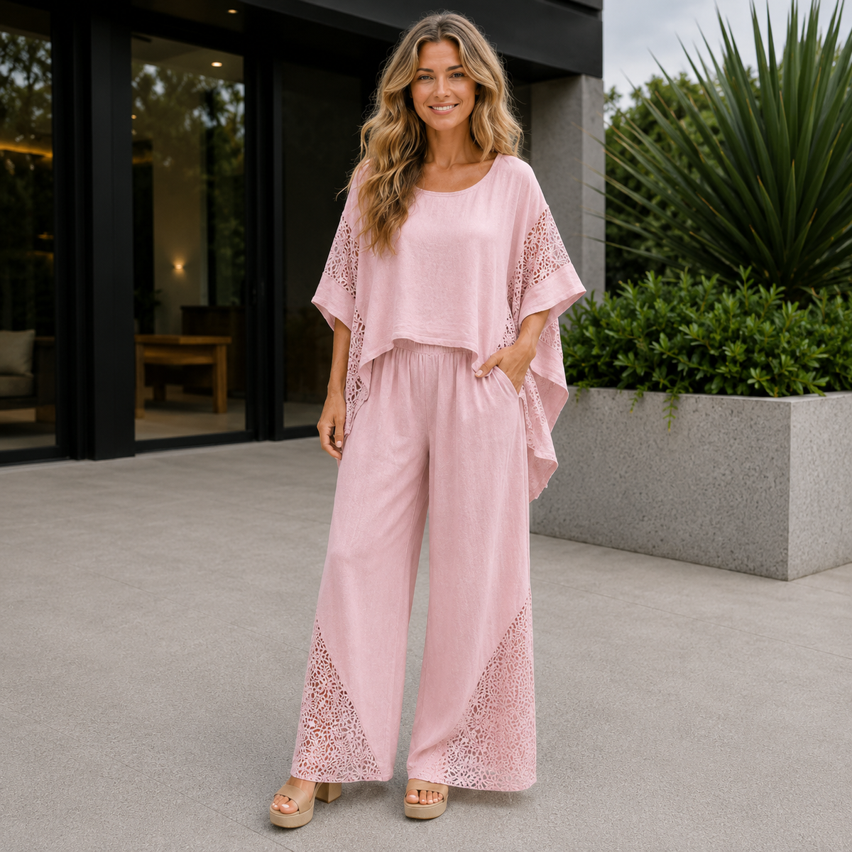 Italian Linen Pants 6869 - Rosa