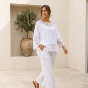 Italian Linen Top 6912 - Bianco