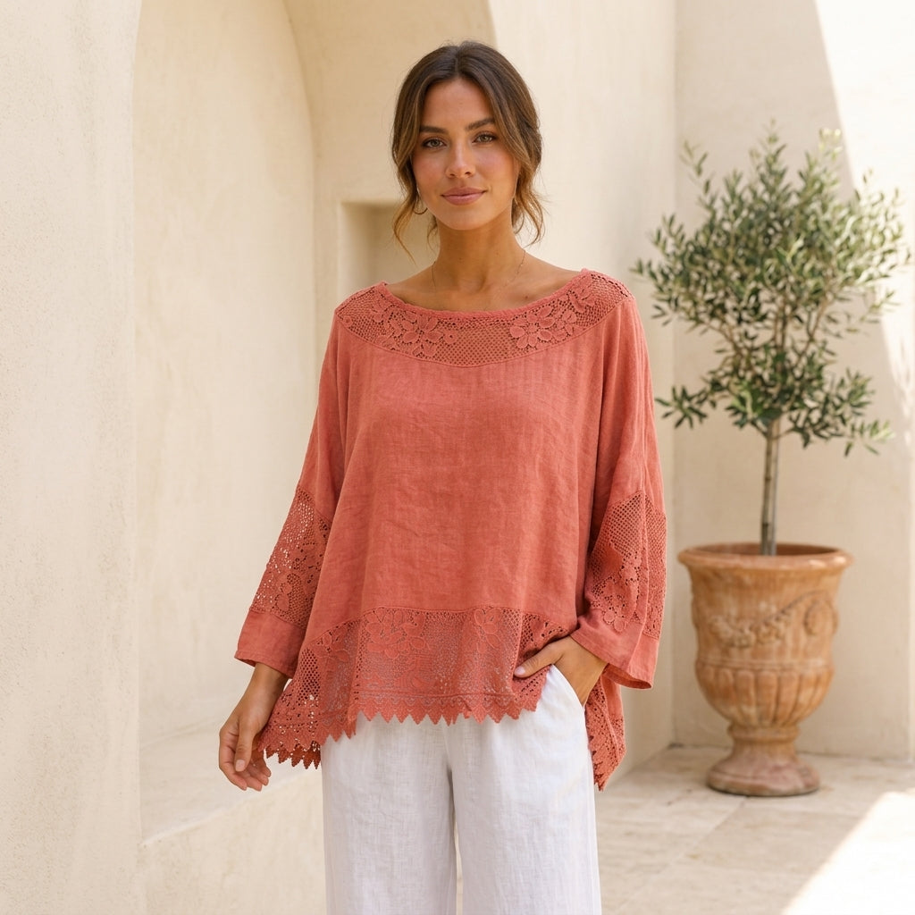 Italian Linen Top 6912 - Melograno
