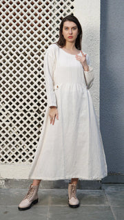 Belinda Linen Blend Dress in Latte