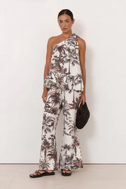 Frida Borneo Print One Shoulder Tie Top (Print)