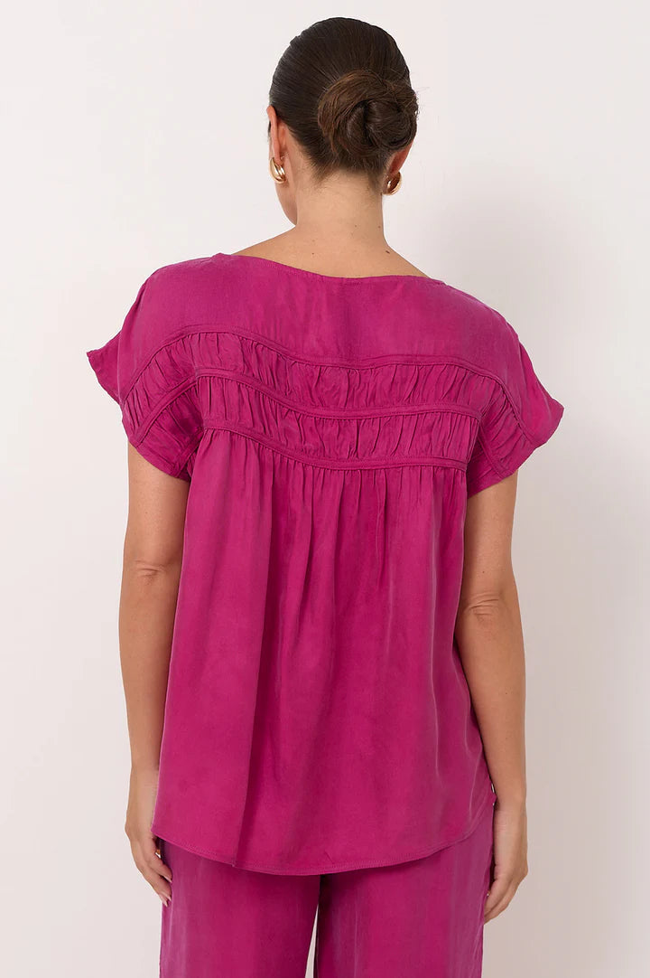 Lira Pleated Cupro Top