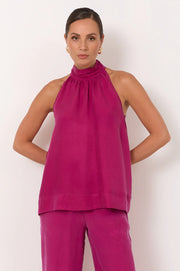 Kendra High Neck Cupro Top