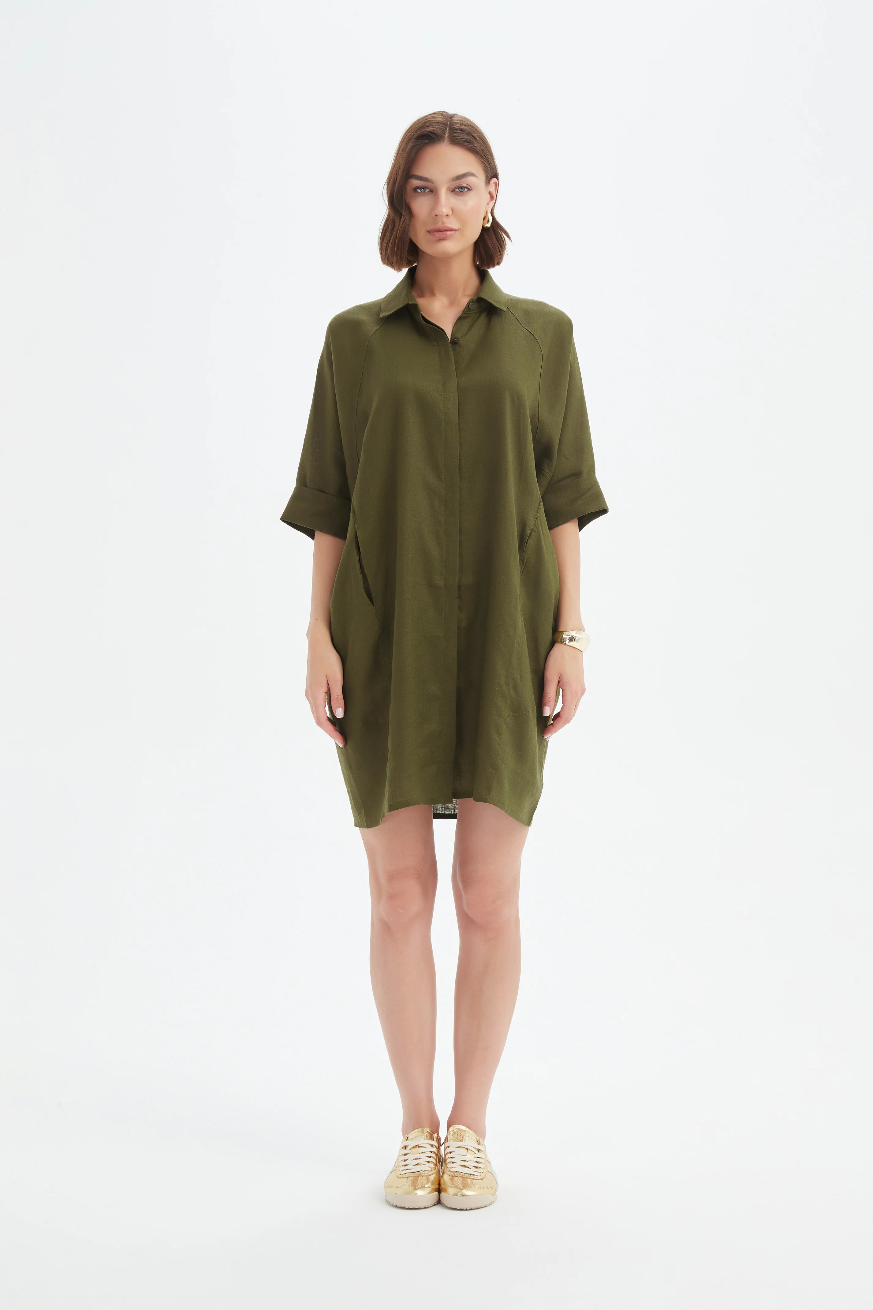 oversized Linen Shirt Dress