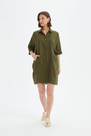 oversized Linen Shirt Dress