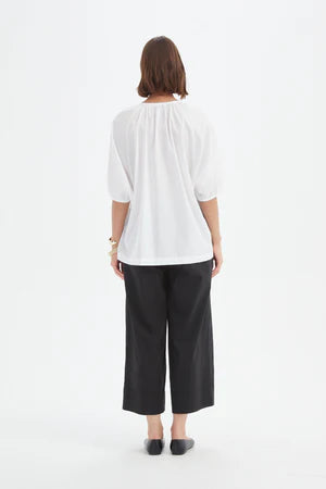 Gathered Notch Neck Top