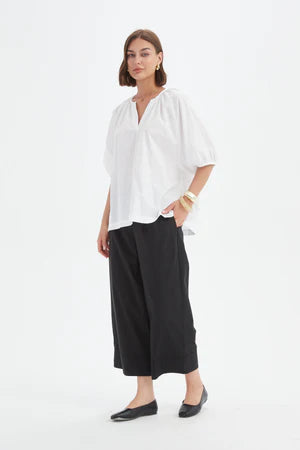 Gathered Notch Neck Top