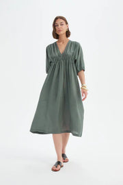 Puff Sleeve Gather Front Dress